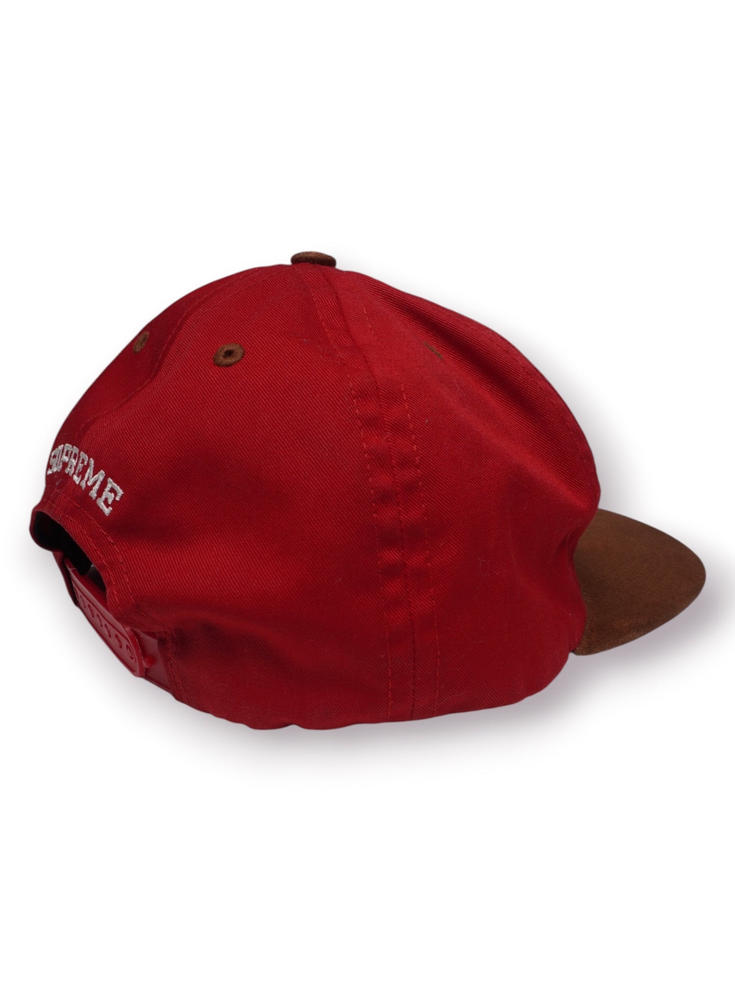 Supreme Classic Logo Suede Visor 5-Panel 'Red' (Pre-Owned)