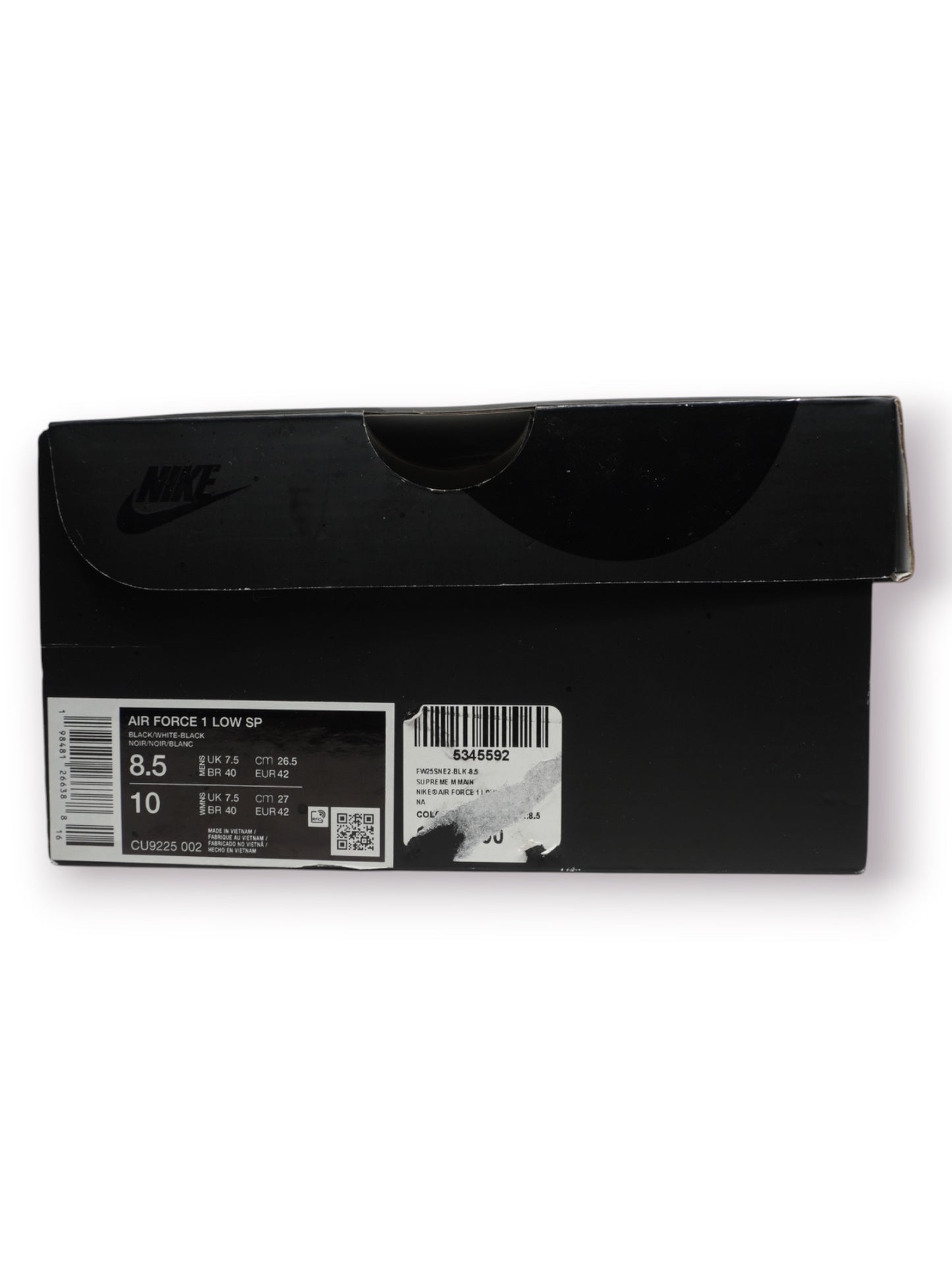 Supreme x Nike Air Force 1 Low ‘Black/White’ (Pre-Owned)