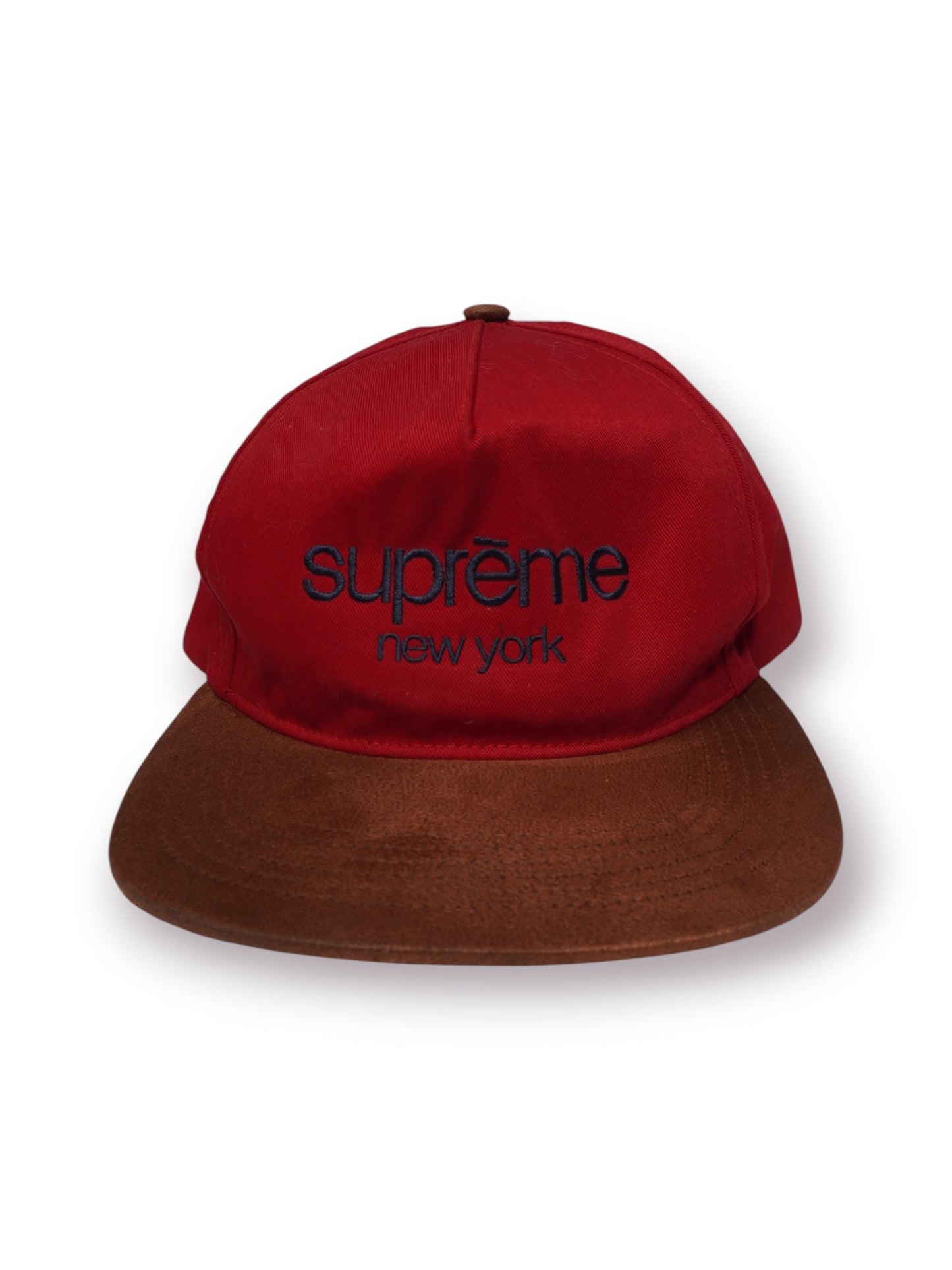 Supreme Classic Logo Suede Visor 5-Panel 'Red' (Pre-Owned)