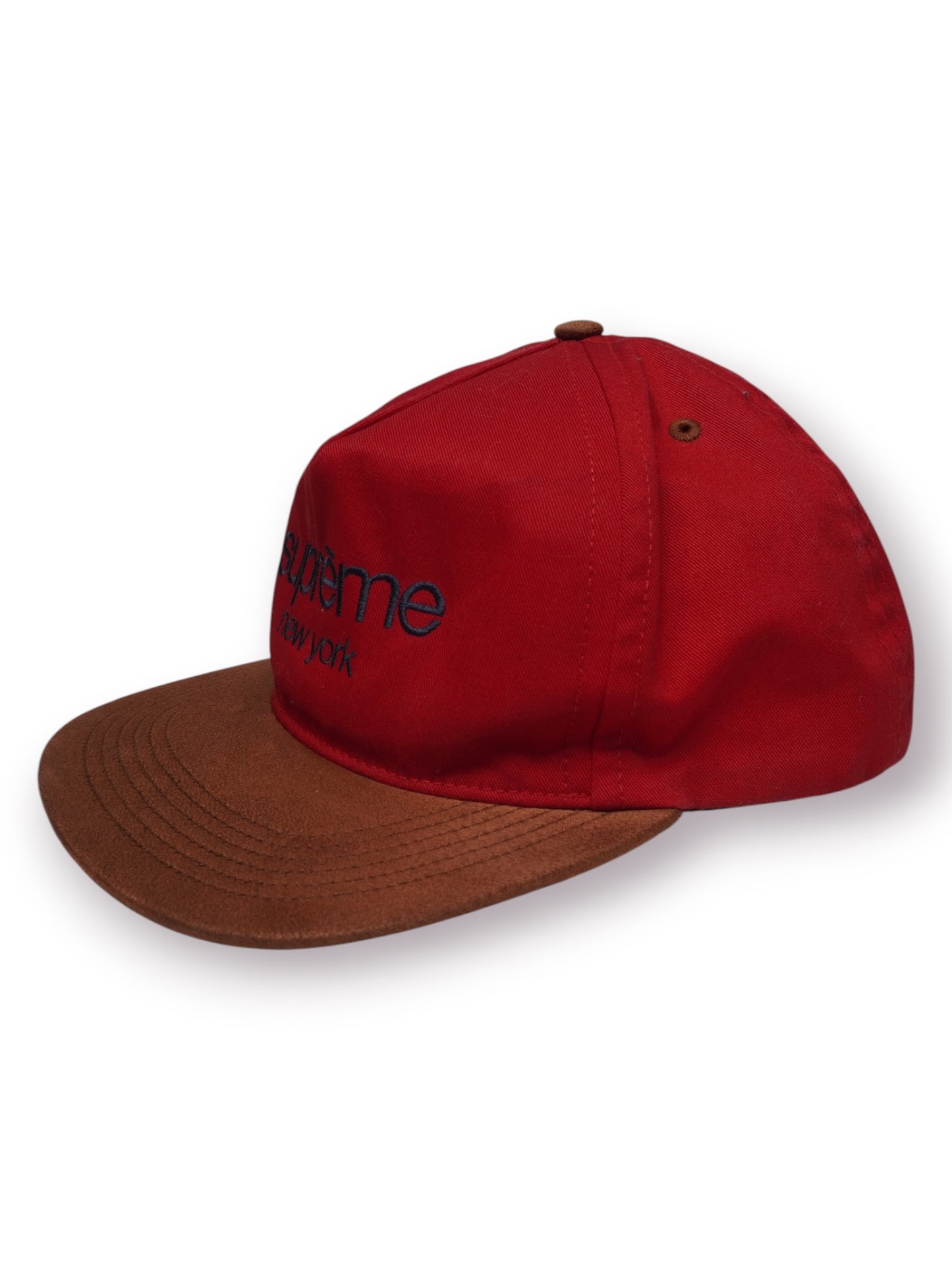 Supreme Classic Logo Suede Visor 5-Panel 'Red' (Pre-Owned)