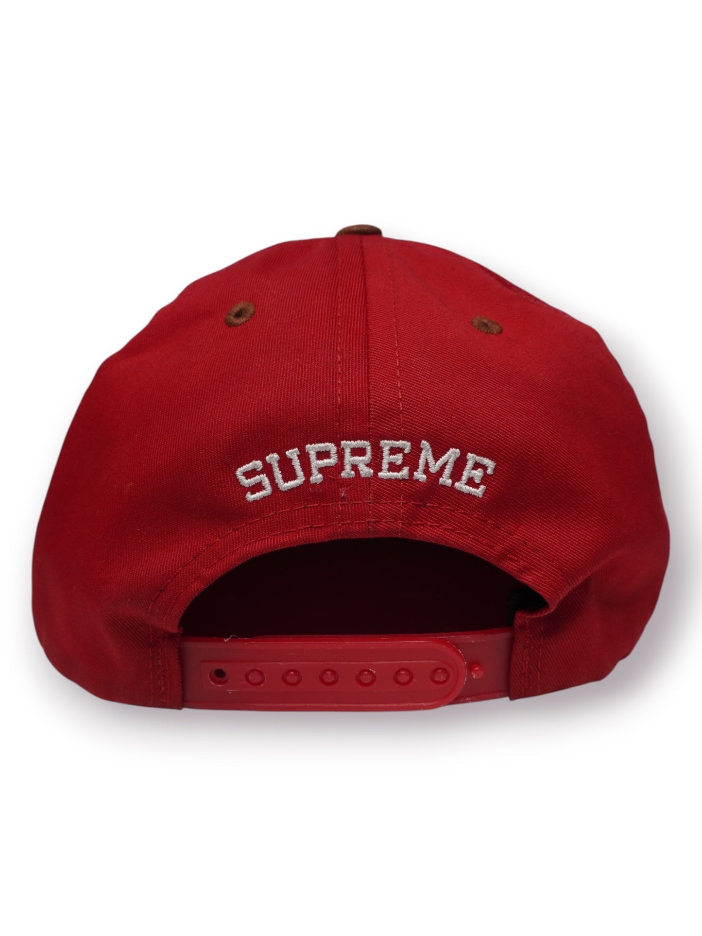 Supreme Classic Logo Suede Visor 5-Panel 'Red' (Pre-Owned)