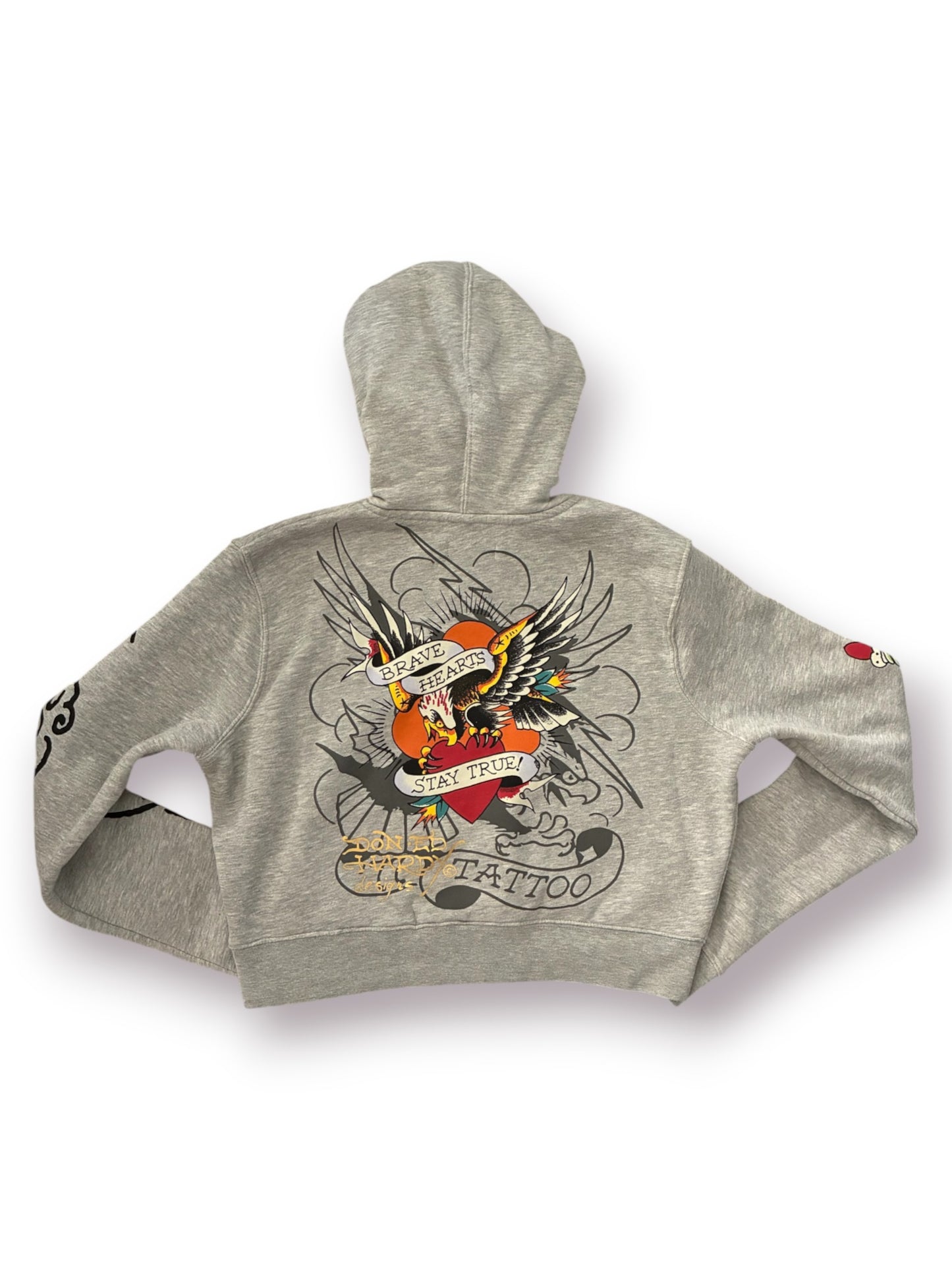 Ed Hardy Women's Rose and Sword Hoodie 'Heather Grey' (Pre-Owned)
