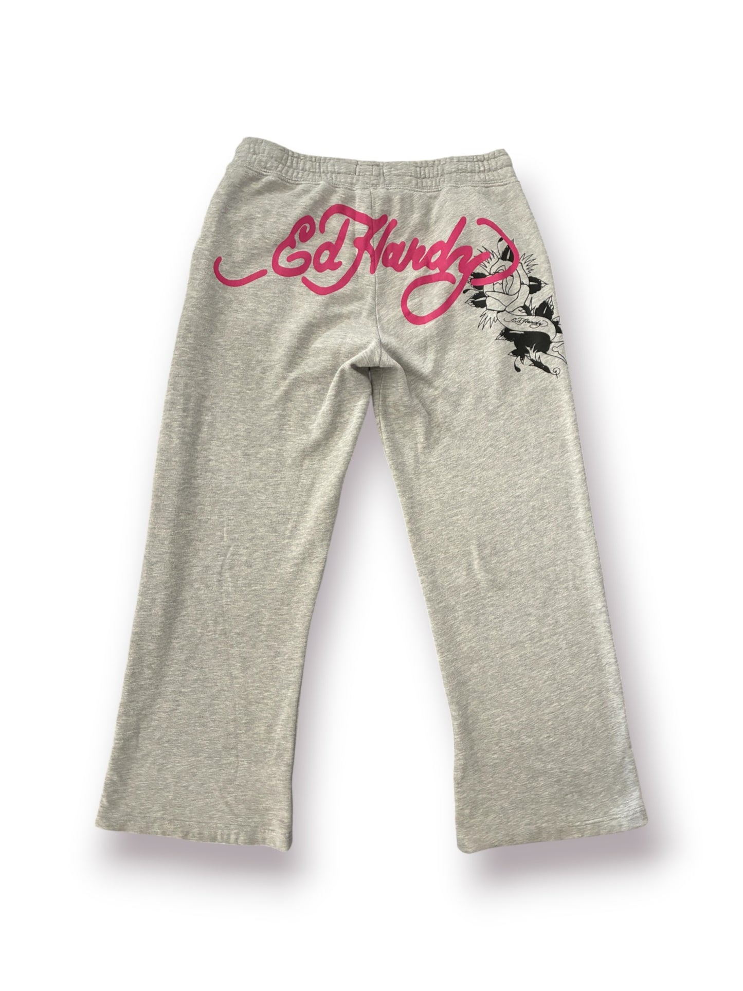 Ed Hardy Women's Rose and Sword Zip Front Sweatpants 'Heather Grey' (Pre-Owned)