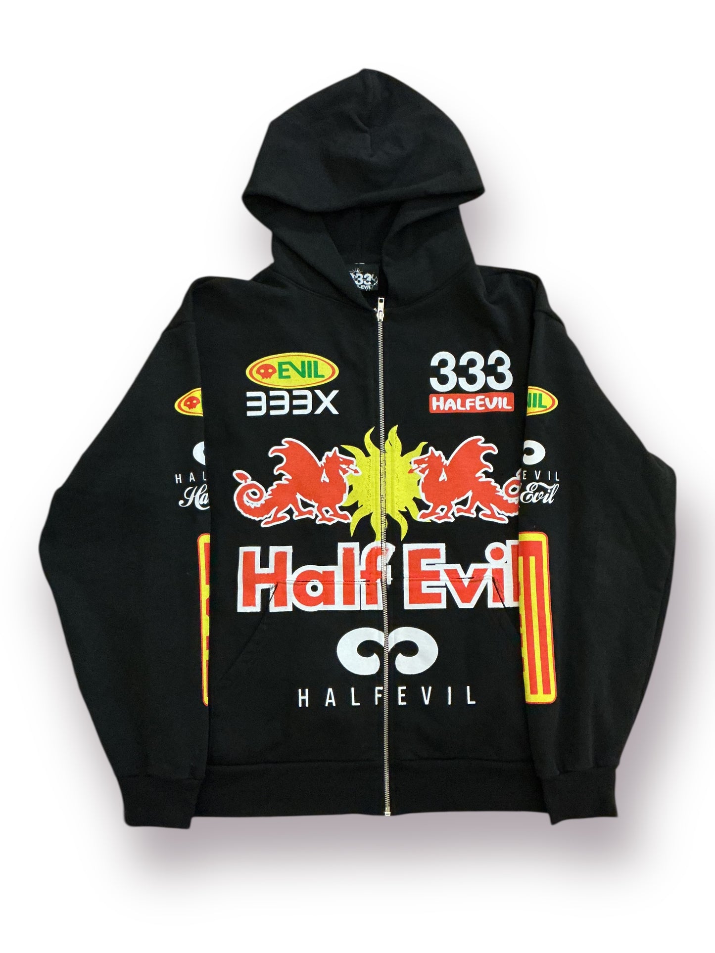 Half Evil 333 Racer Zipup Hoodie Size Up Hoodie