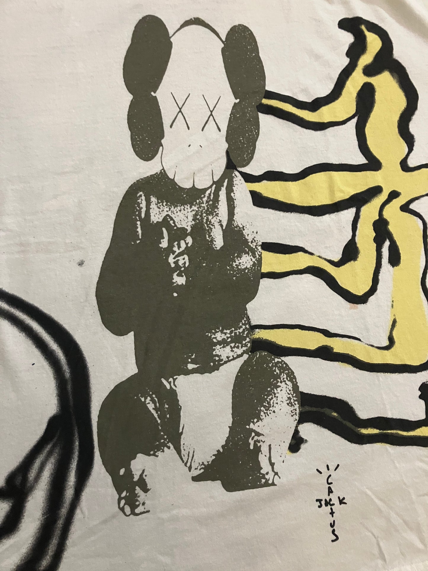 Travis Scott Cactus Jack x Kaws for Fragment Tee ‘Aged Yellow’ (Pre-Owned)