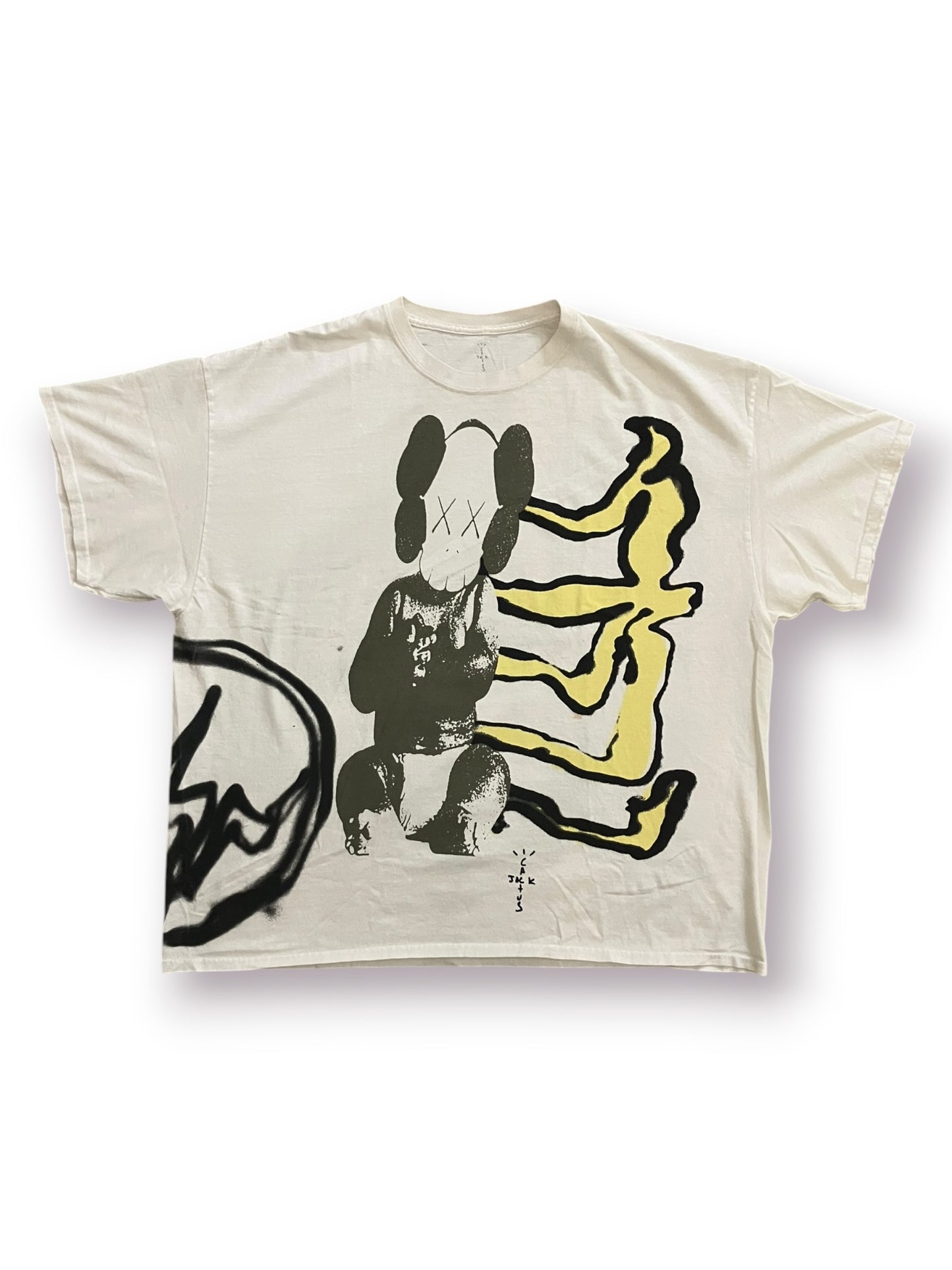 Travis Scott Cactus Jack x Kaws for Fragment Tee ‘Aged Yellow’ (Pre-Owned)