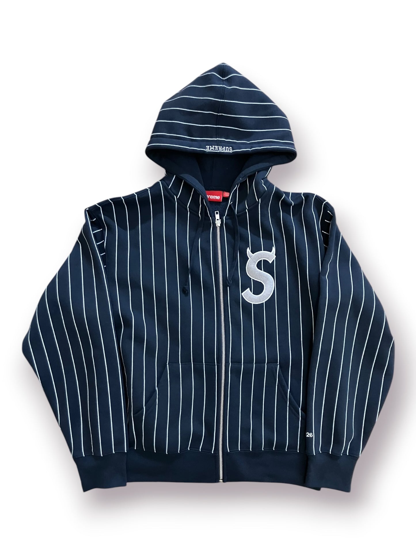 Supreme Devil S Logo Zip Up Hooded Sweatshirt ‘Stripe’