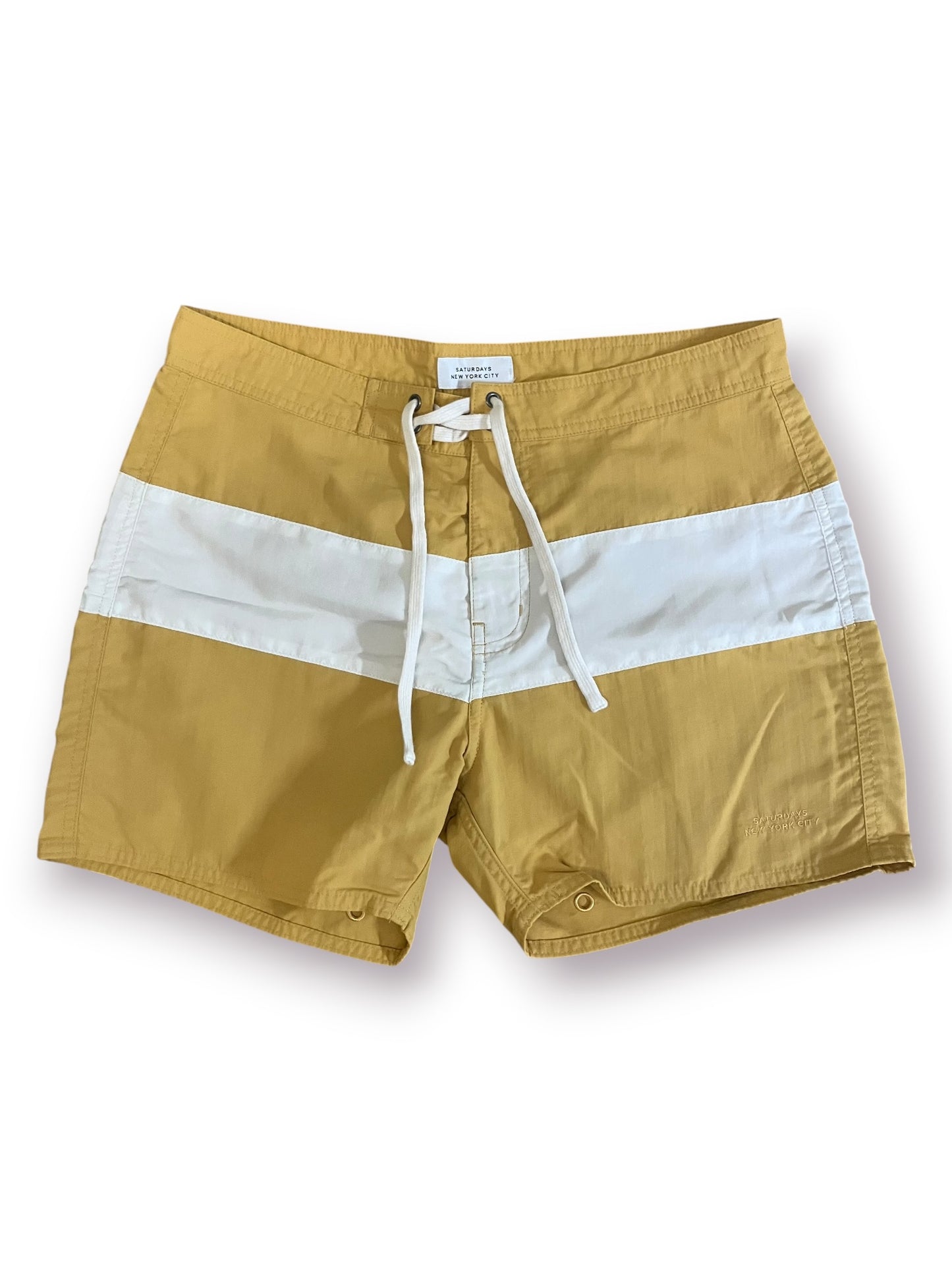Saturdays NYC Grant Board Shorts ‘White/Yellow’ (Pre-Owned)