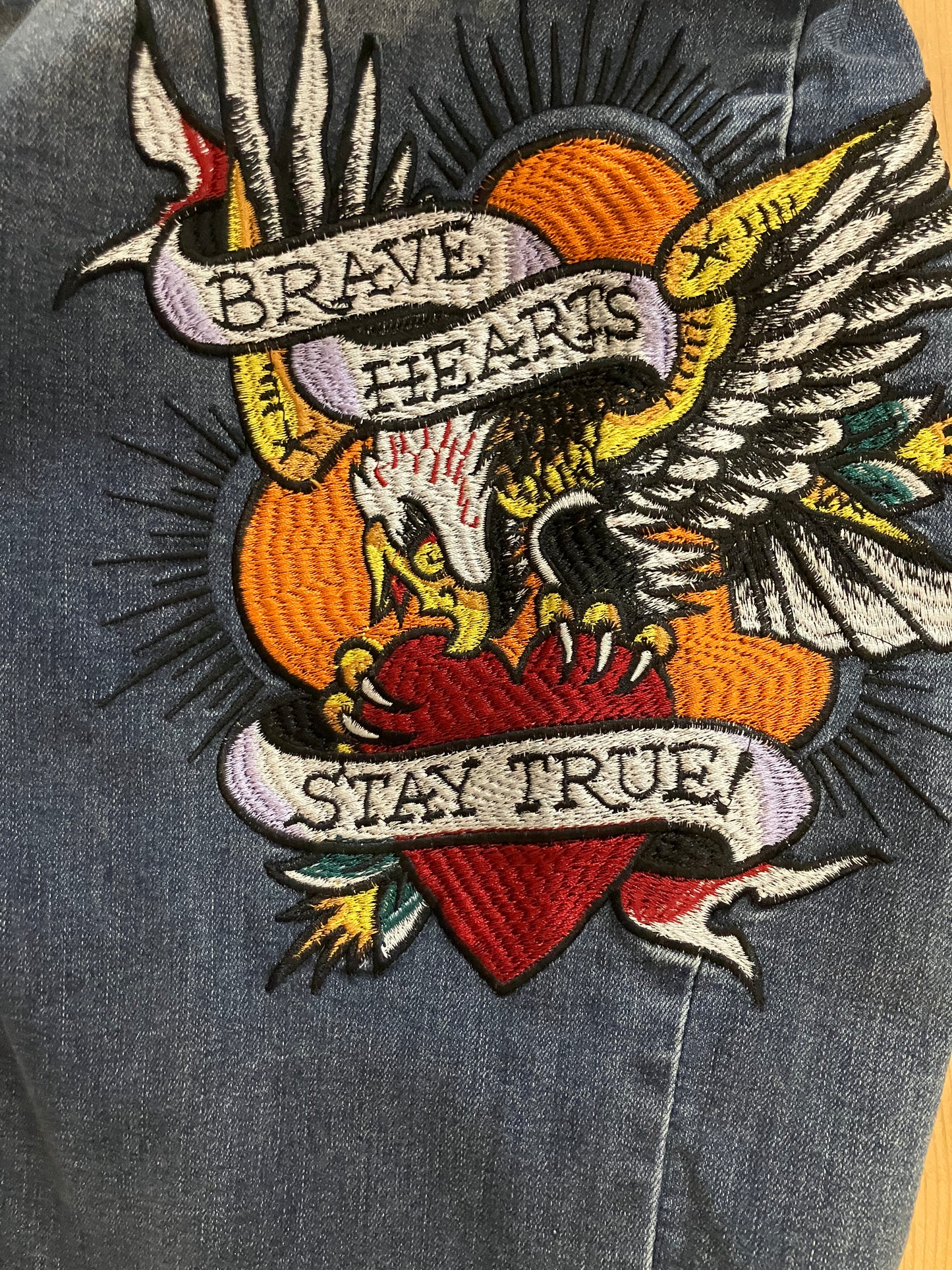 Ed Hardy Brave Hearts Stay True Wide Leg Jeans (Pre-Owned)