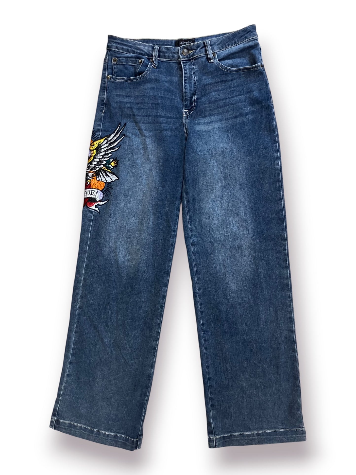 Ed Hardy Brave Hearts Stay True Wide Leg Jeans (Pre-Owned)