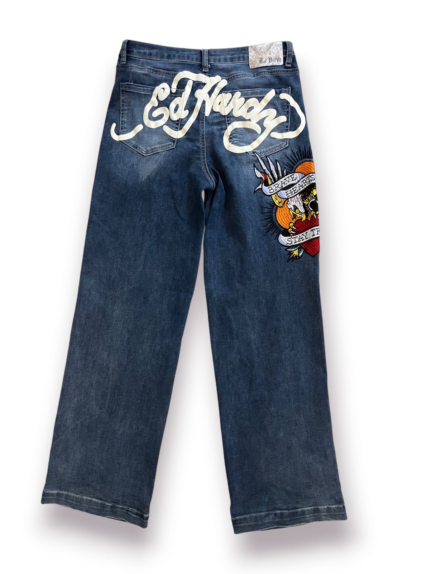 Ed Hardy Brave Hearts Stay True Wide Leg Jeans (Pre-Owned)