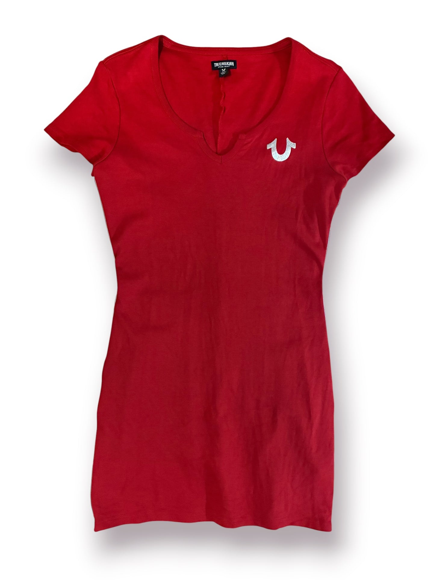 True Religion V-Neck T-Shirt Dress ‘Red’ (Pre-Owned)
