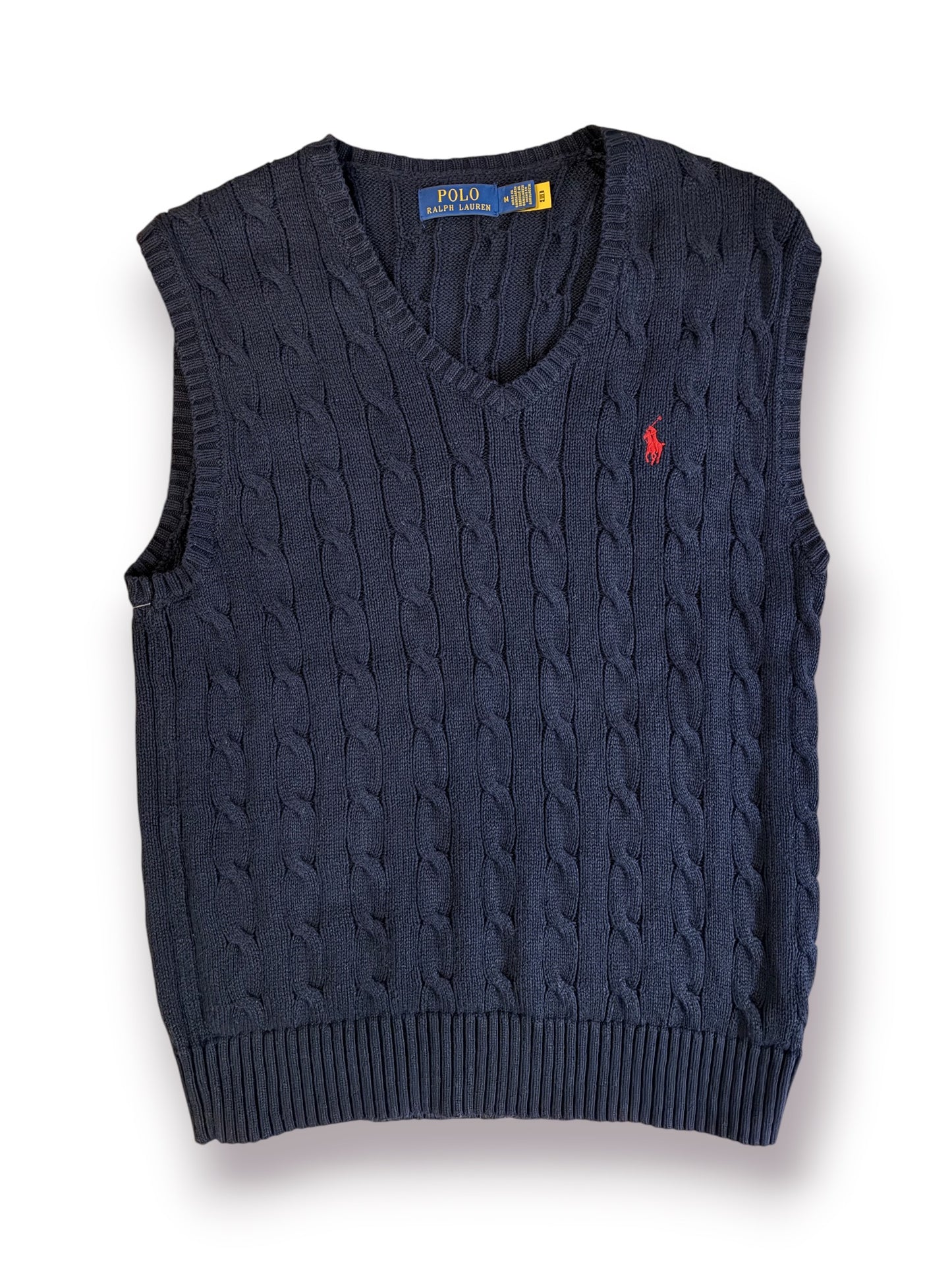 Polo Ralph Lauren Cable Knit V-Neck Vest ‘Navy’ (Pre-Owned)