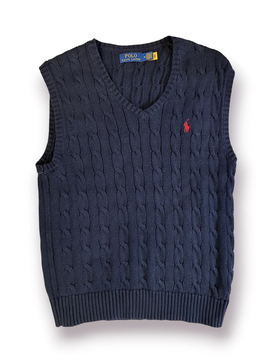 Polo Ralph Lauren Cable Knit V-Neck Vest ‘Navy’ (Pre-Owned)
