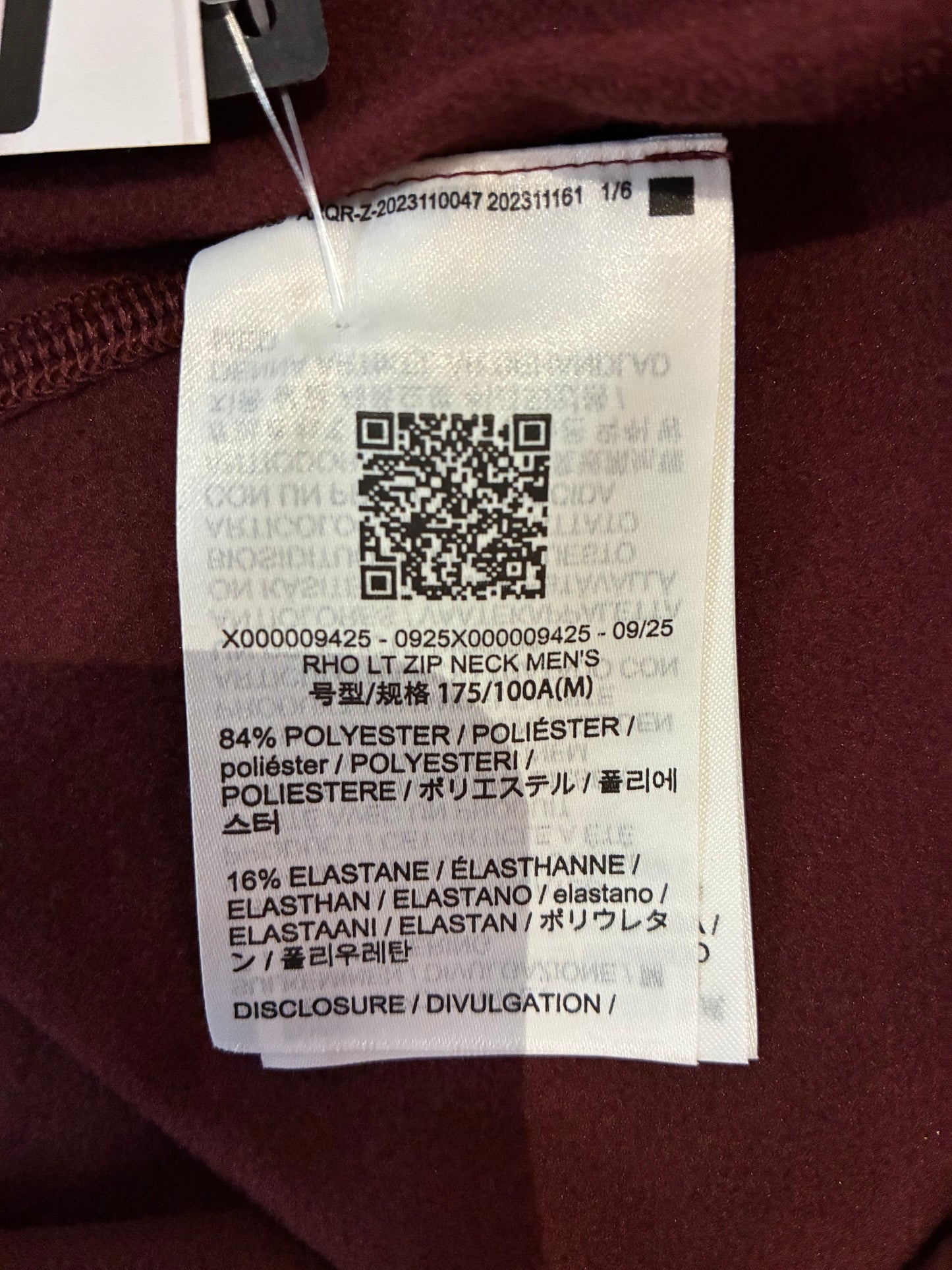 Arc’teryx Rho LT Zip Neck ‘Mars’
