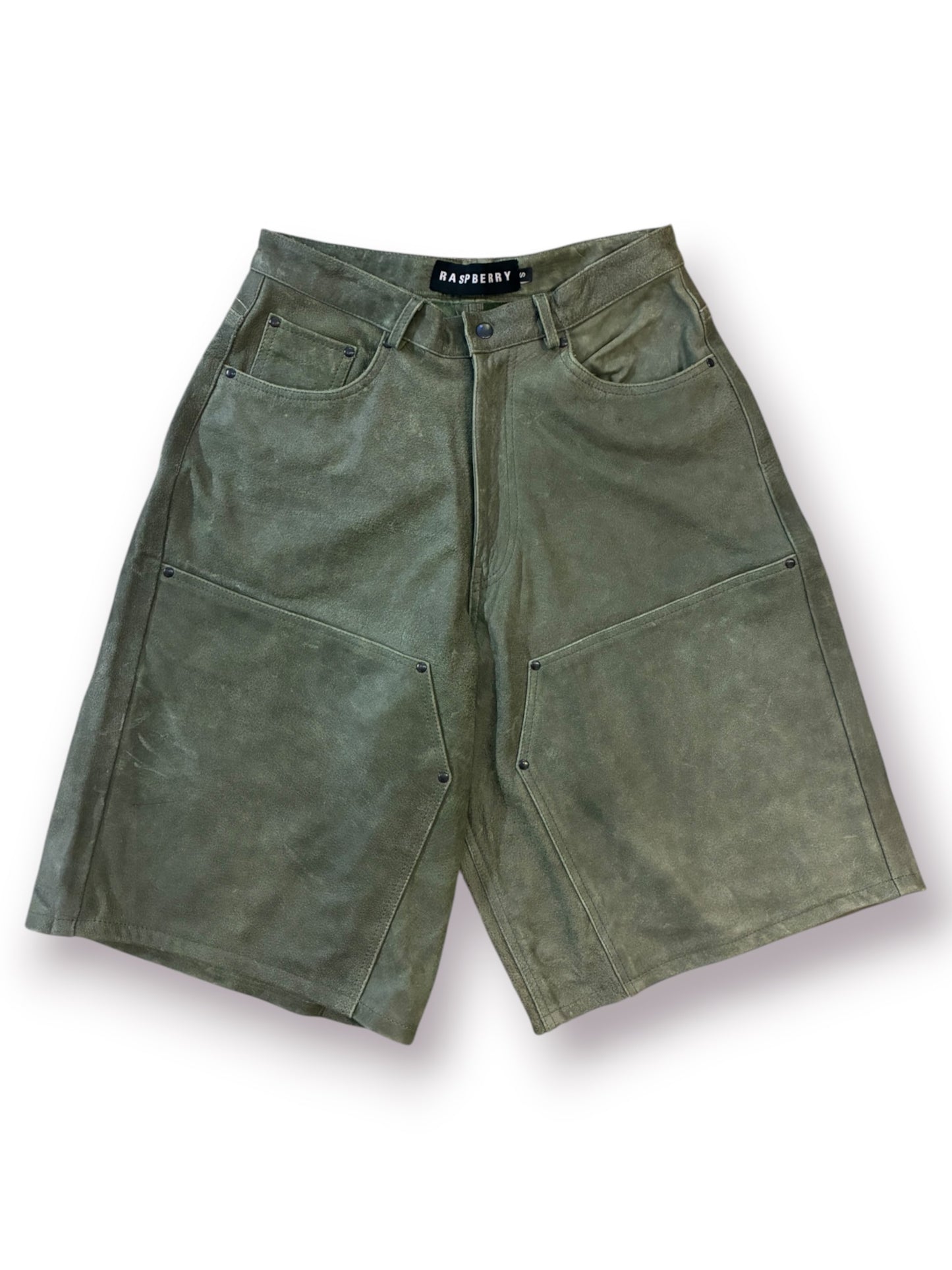 Raspberry Hills Green Leather Shorts