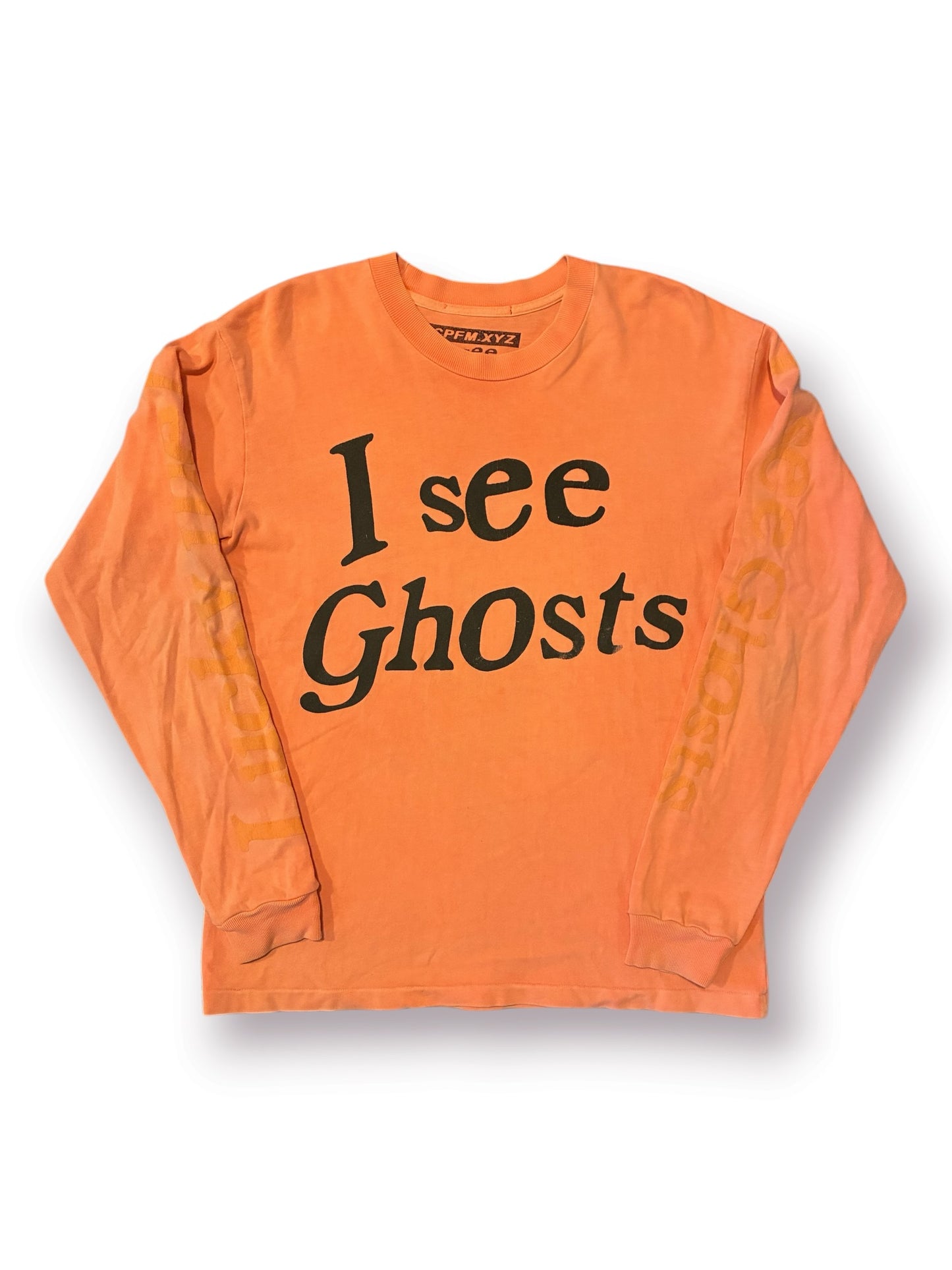 Kids See Ghosts "I See Ghosts" Long Sleeve Tee 'Neon Orange' (Pre-Owned)