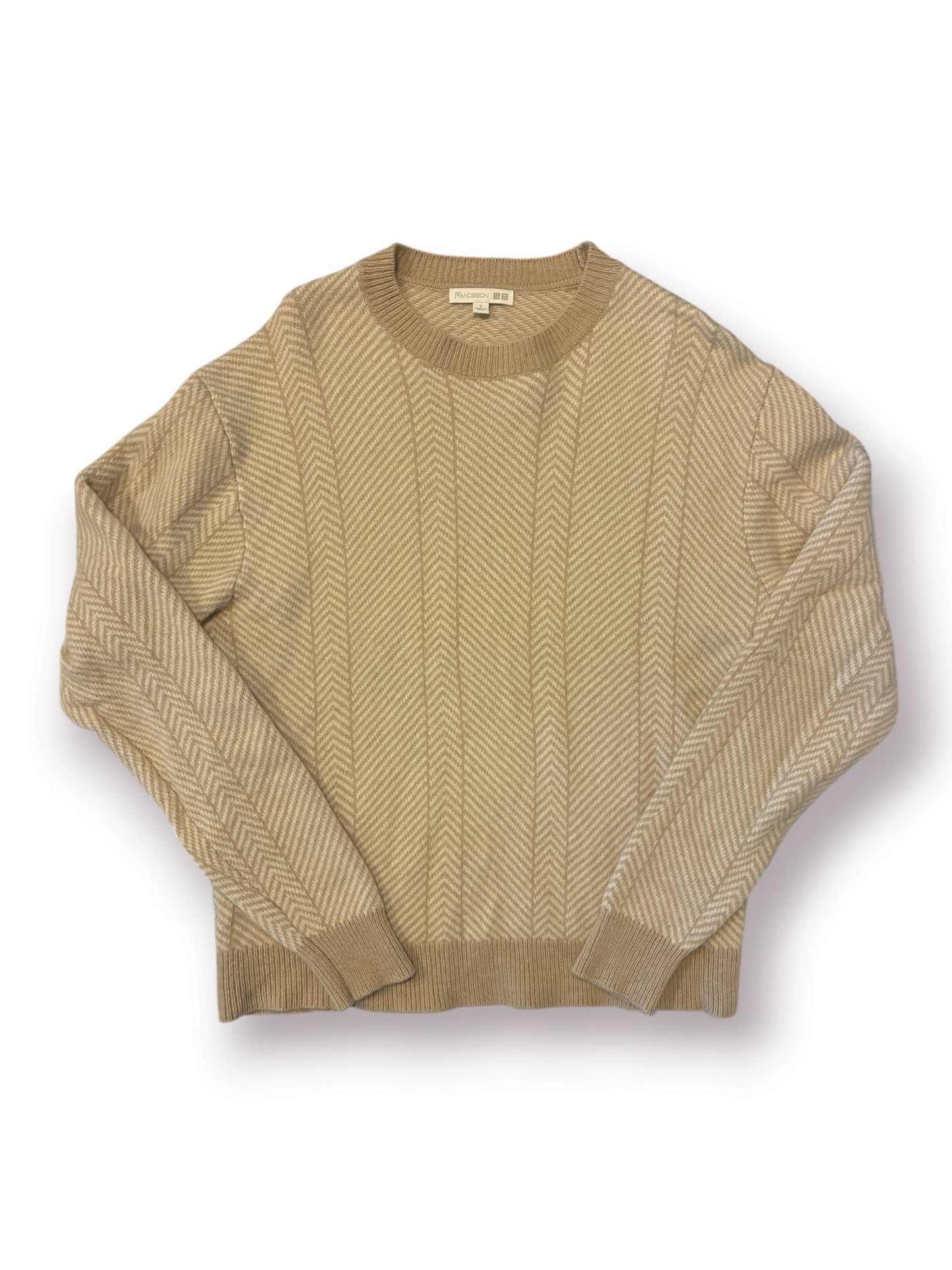 JW Anderson x Uniqlo Lambswool Herringbone Crewneck Sweater 'Natural' (Pre-Owned)