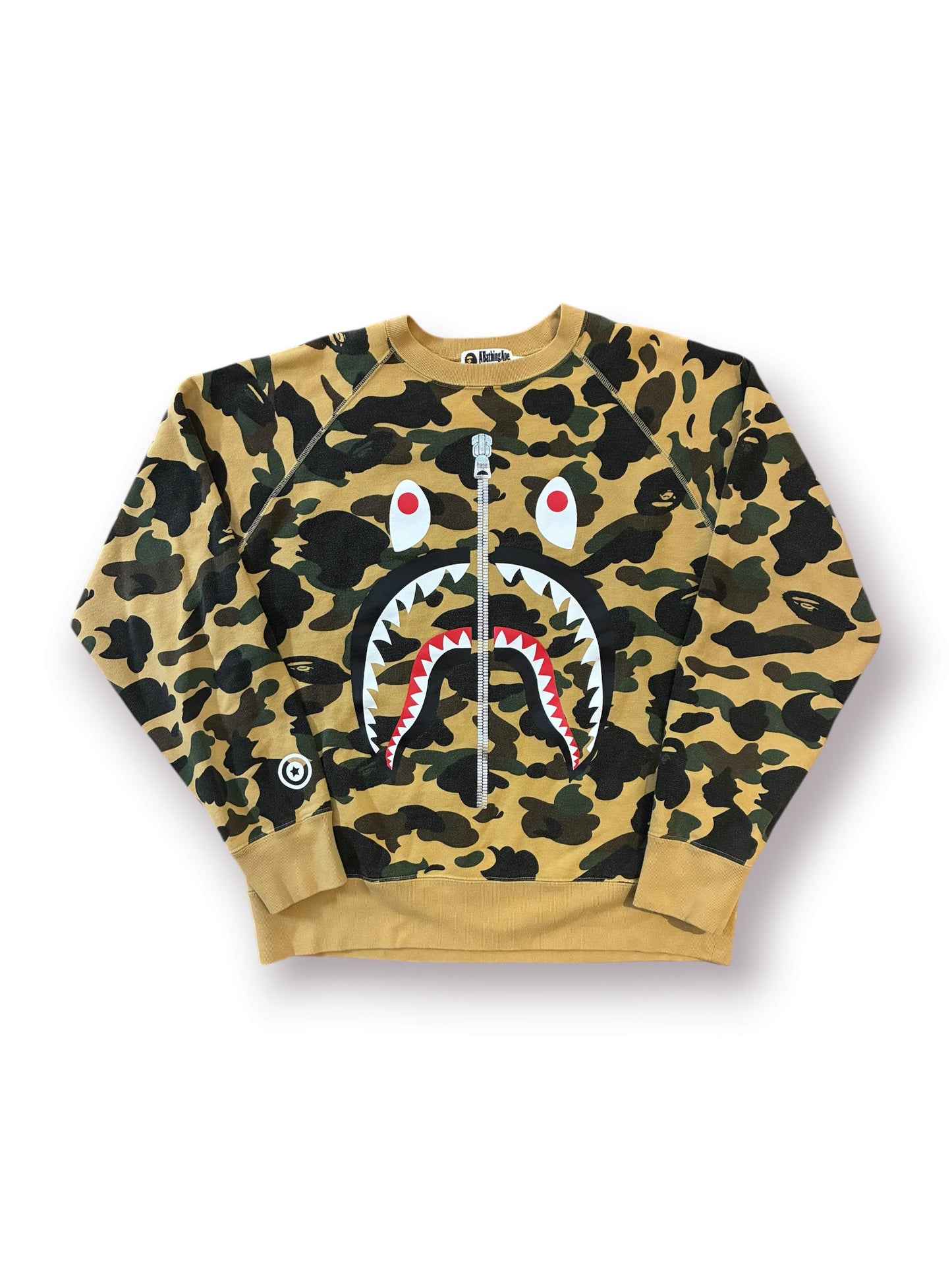 BAPE 1st Camo Metal Zip Shark Crewneck ‘Yellow’ (Pre-Owned)