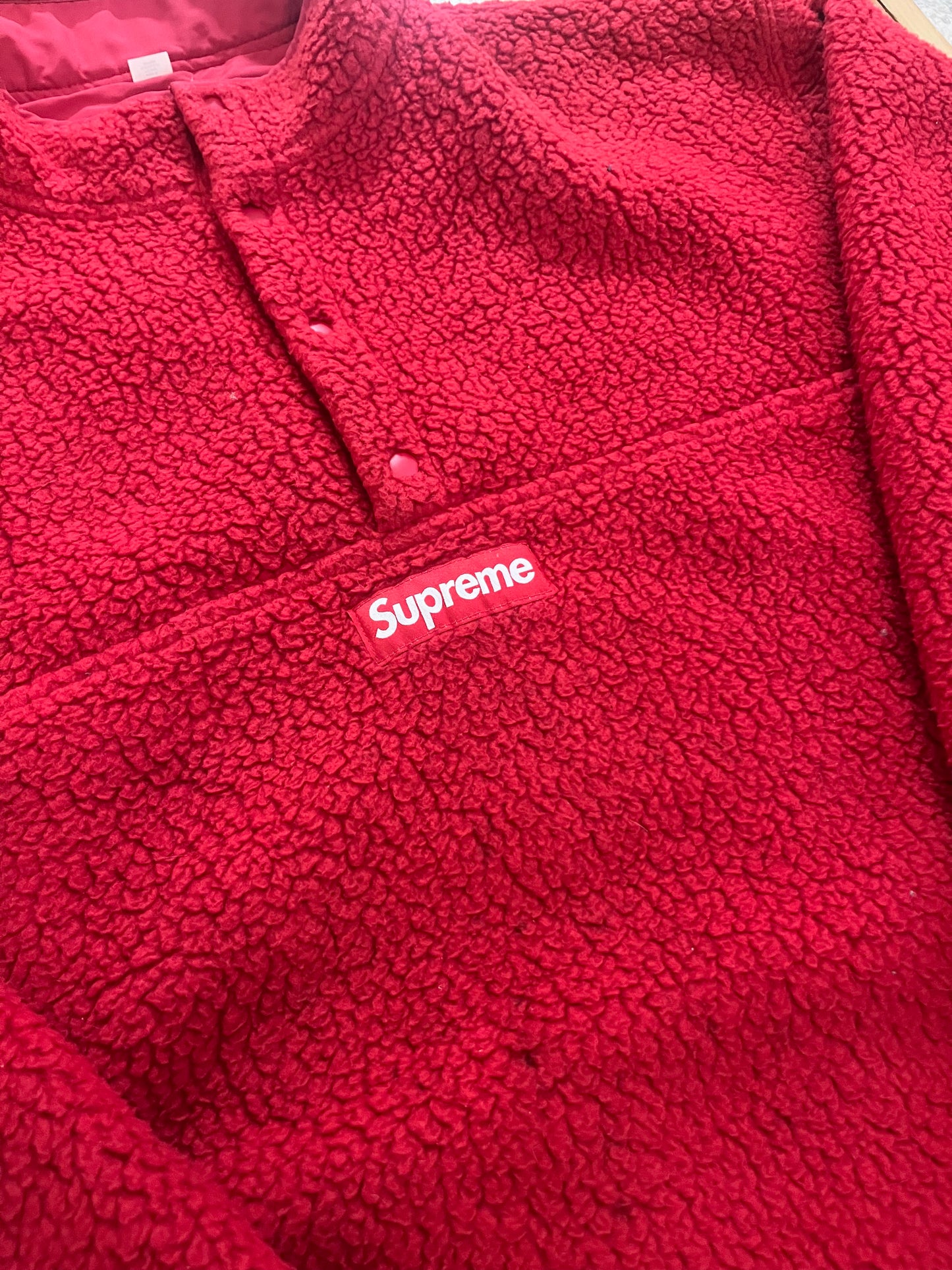 Supreme Polartec Shearling Reversible Pullover 'Red' (Pre-Owned)